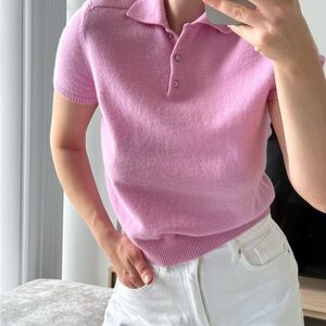 Pink Polo Knit Top